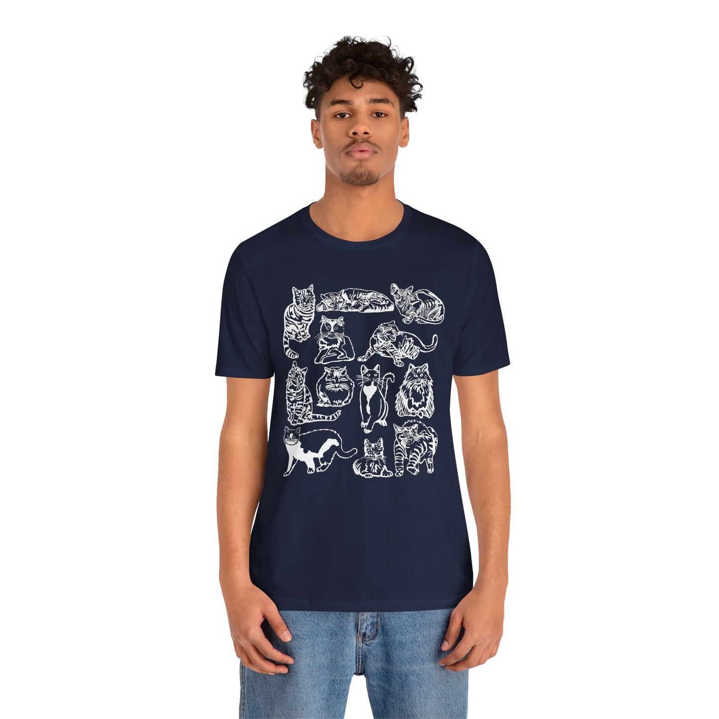 Cat Lover T-Shirt Gift for Cat Owner T Shirt with Cats, Cat Graphic Tee for Cat Lovers Top for Women, Cat T-shirt for Men, Striped Cat Shirt