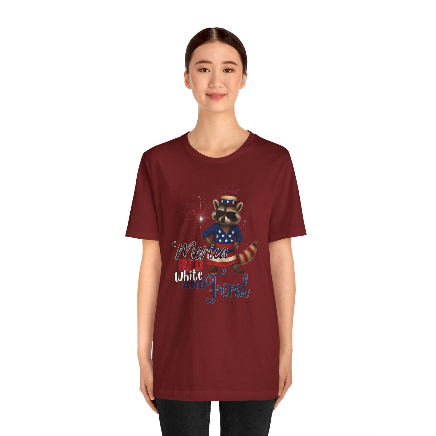 Patriotic T-Shirt, 'Merica Red White and Feral Shirt, Adult Humor Tshirt, July 4th T shirt, Independence Day, Red White and Blue, Racoon Tee