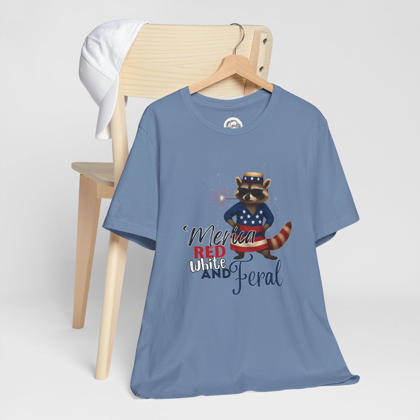 Patriotic T-Shirt, 'Merica Red White and Feral Shirt, Adult Humor Tshirt, July 4th T shirt, Independence Day, Red White and Blue, Racoon Tee