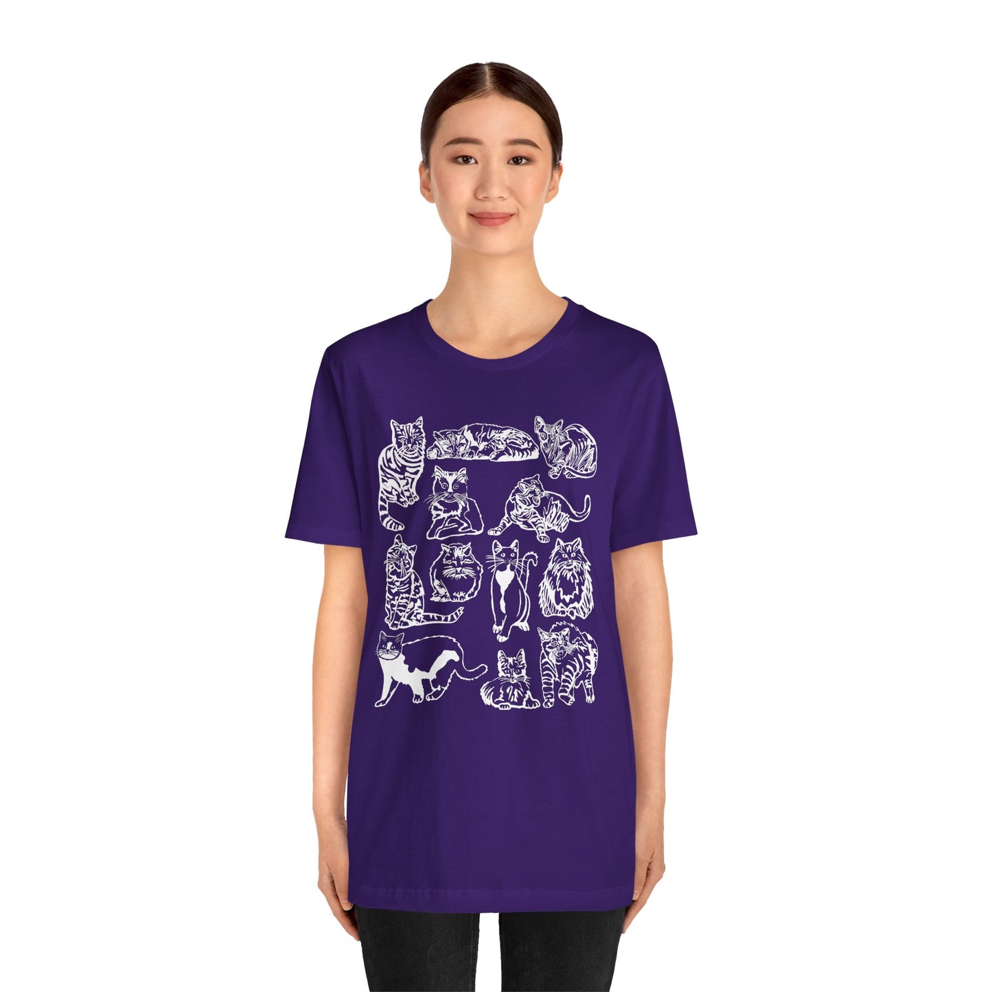 Cat Lover T-Shirt Gift for Cat Owner T Shirt with Cats, Cat Graphic Tee for Cat Lovers Top for Women, Cat T-shirt for Men, Striped Cat Shirt