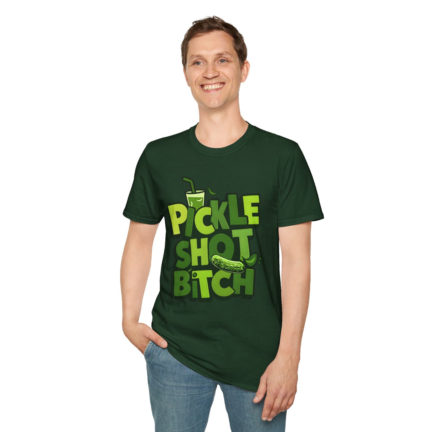 Pickle Shot Bitch T-Shirt, Pickle Shirt, Shot Tshirt, Fun Party T Shirt, Retro Bartender Shirt, Gift for Shot Lovers, Gift for Pickle Lover