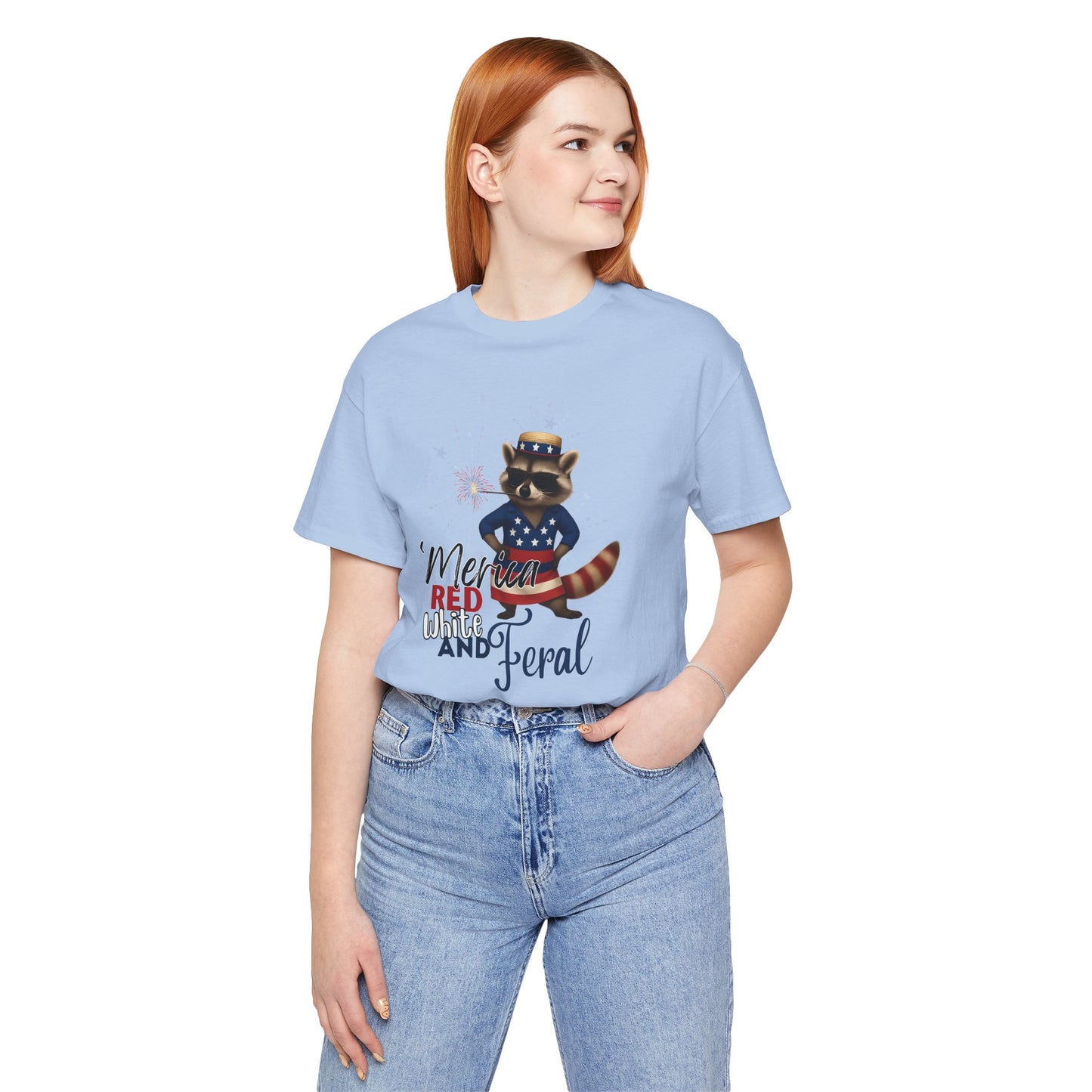 Patriotic T-Shirt, 'Merica Red White and Feral Shirt, Adult Humor Tshirt, July 4th T shirt, Independence Day, Red White and Blue, Racoon Tee