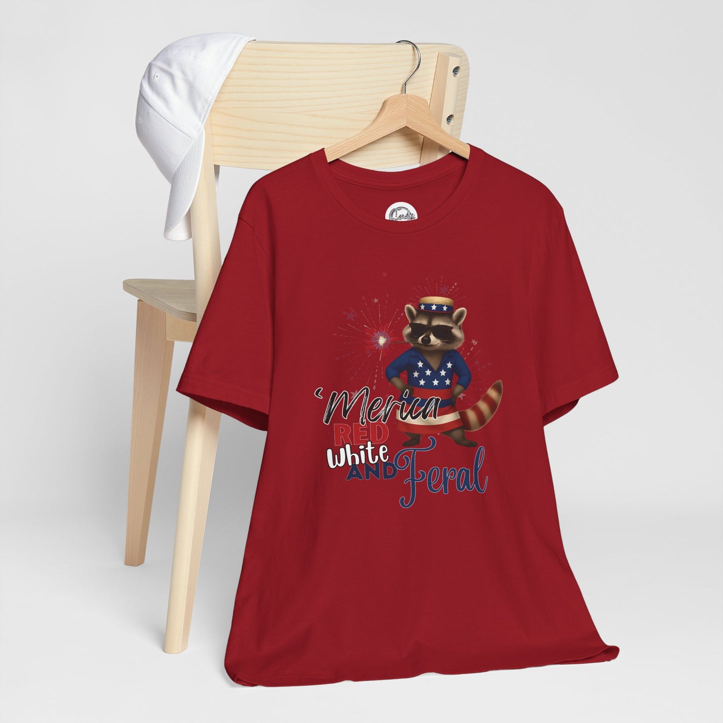 Patriotic T-Shirt, 'Merica Red White and Feral Shirt, Adult Humor Tshirt, July 4th T shirt, Independence Day, Red White and Blue, Racoon Tee