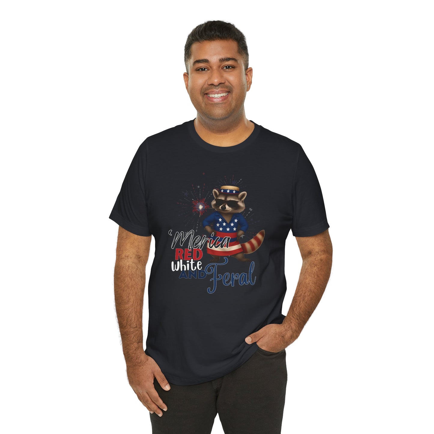 Patriotic T-Shirt, 'Merica Red White and Feral Shirt, Adult Humor Tshirt, July 4th T shirt, Independence Day, Red White and Blue, Racoon Tee