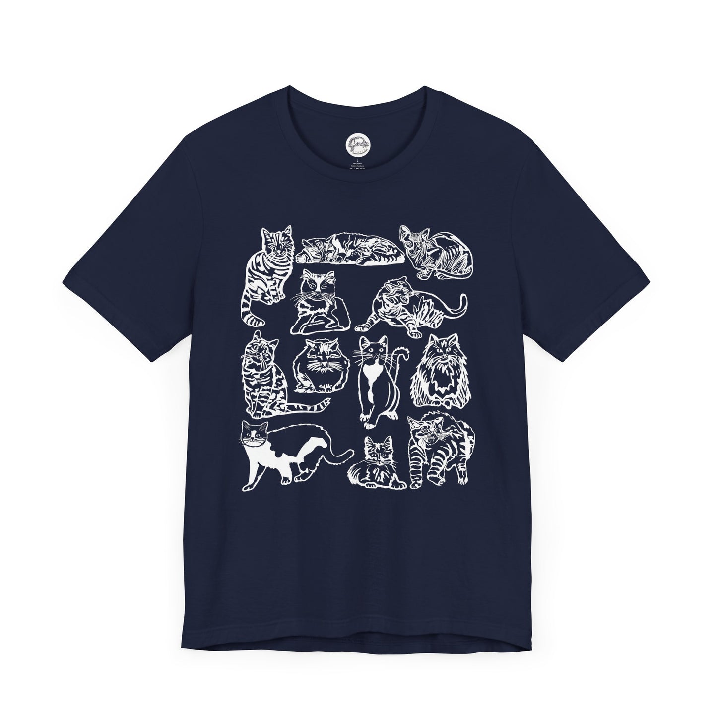 Cat Lover T-Shirt Gift for Cat Owner T Shirt with Cats, Cat Graphic Tee for Cat Lovers Top for Women, Cat T-shirt for Men, Striped Cat Shirt