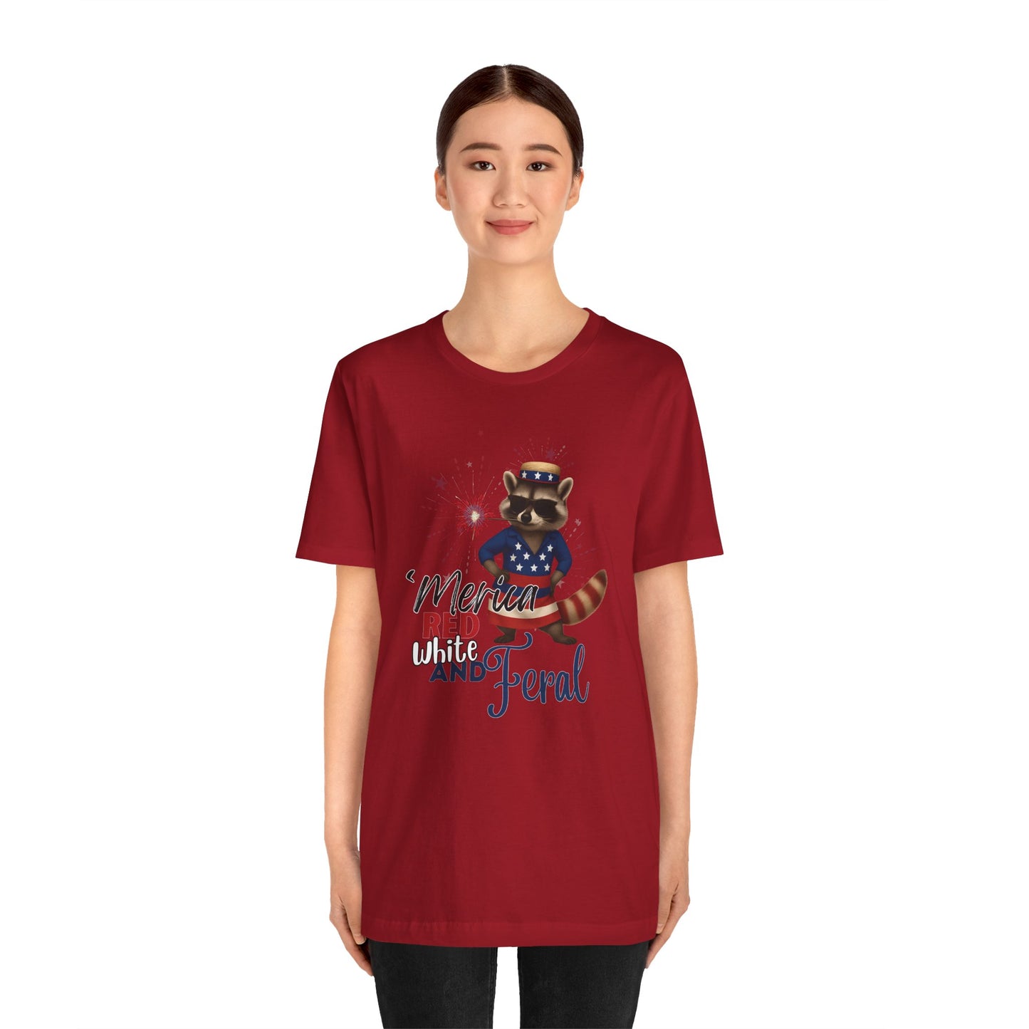 Patriotic T-Shirt, 'Merica Red White and Feral Shirt, Adult Humor Tshirt, July 4th T shirt, Independence Day, Red White and Blue, Racoon Tee