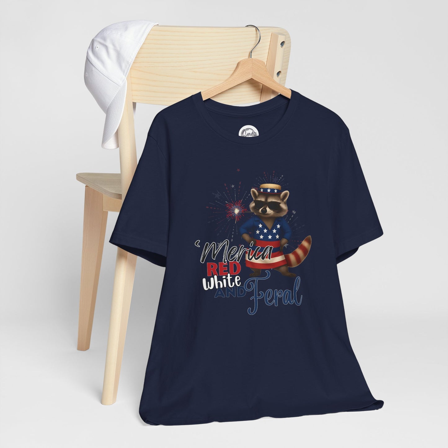 Patriotic T-Shirt, 'Merica Red White and Feral Shirt, Adult Humor Tshirt, July 4th T shirt, Independence Day, Red White and Blue, Racoon Tee