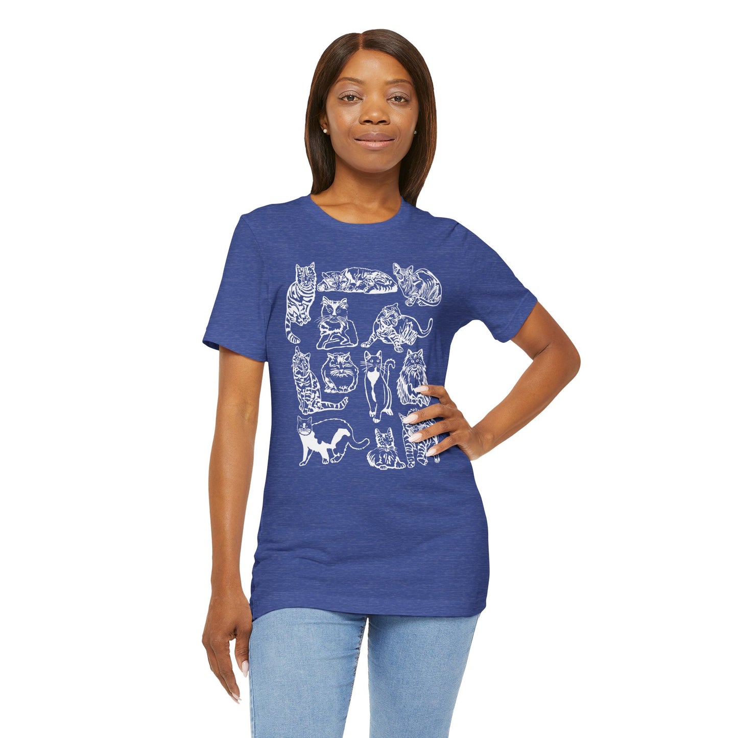 Cat Lover T-Shirt Gift for Cat Owner T Shirt with Cats, Cat Graphic Tee for Cat Lovers Top for Women, Cat T-shirt for Men, Striped Cat Shirt