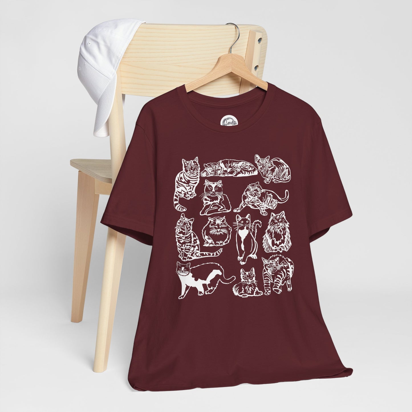 Cat Lover T-Shirt Gift for Cat Owner T Shirt with Cats, Cat Graphic Tee for Cat Lovers Top for Women, Cat T-shirt for Men, Striped Cat Shirt