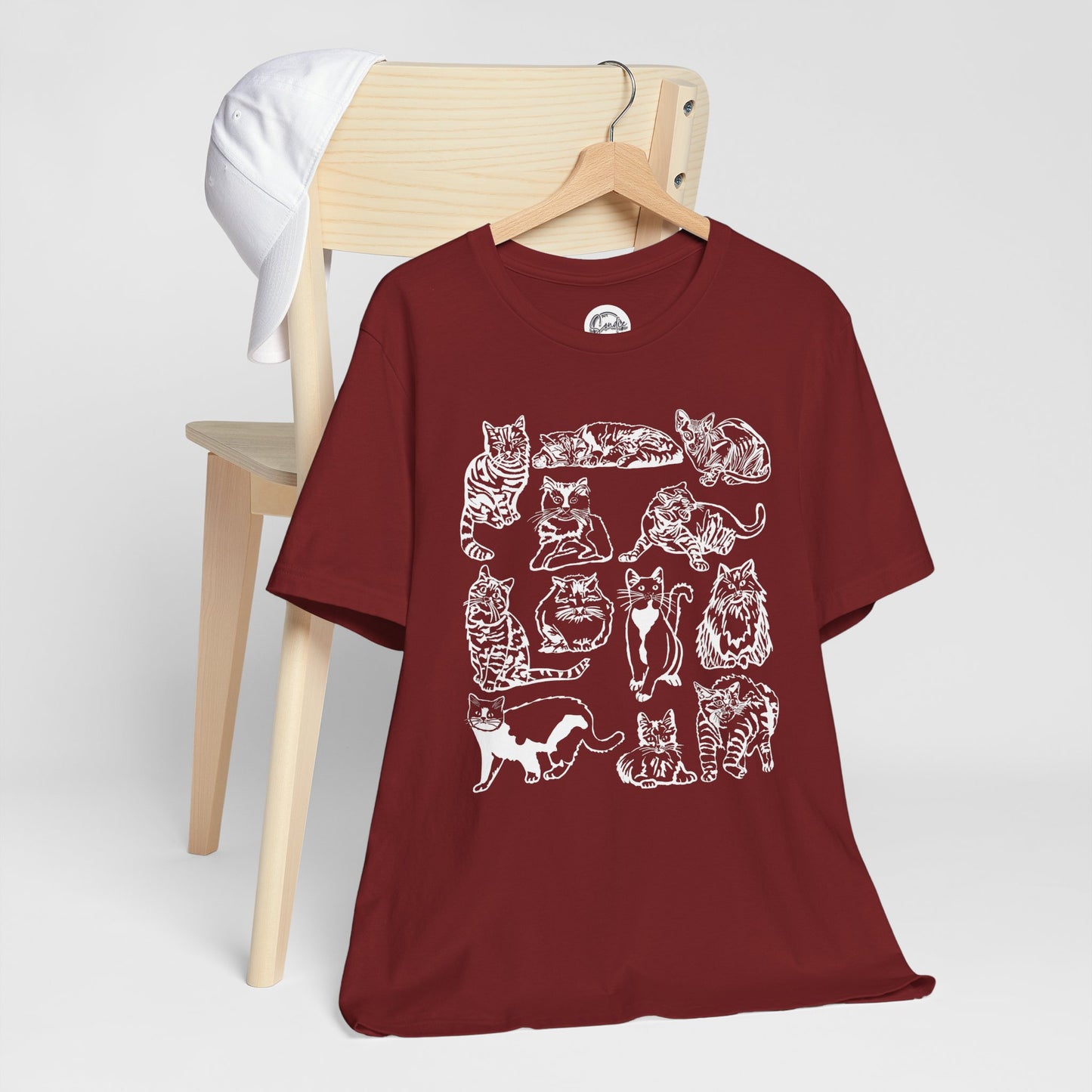 Cat Lover T-Shirt Gift for Cat Owner T Shirt with Cats, Cat Graphic Tee for Cat Lovers Top for Women, Cat T-shirt for Men, Striped Cat Shirt