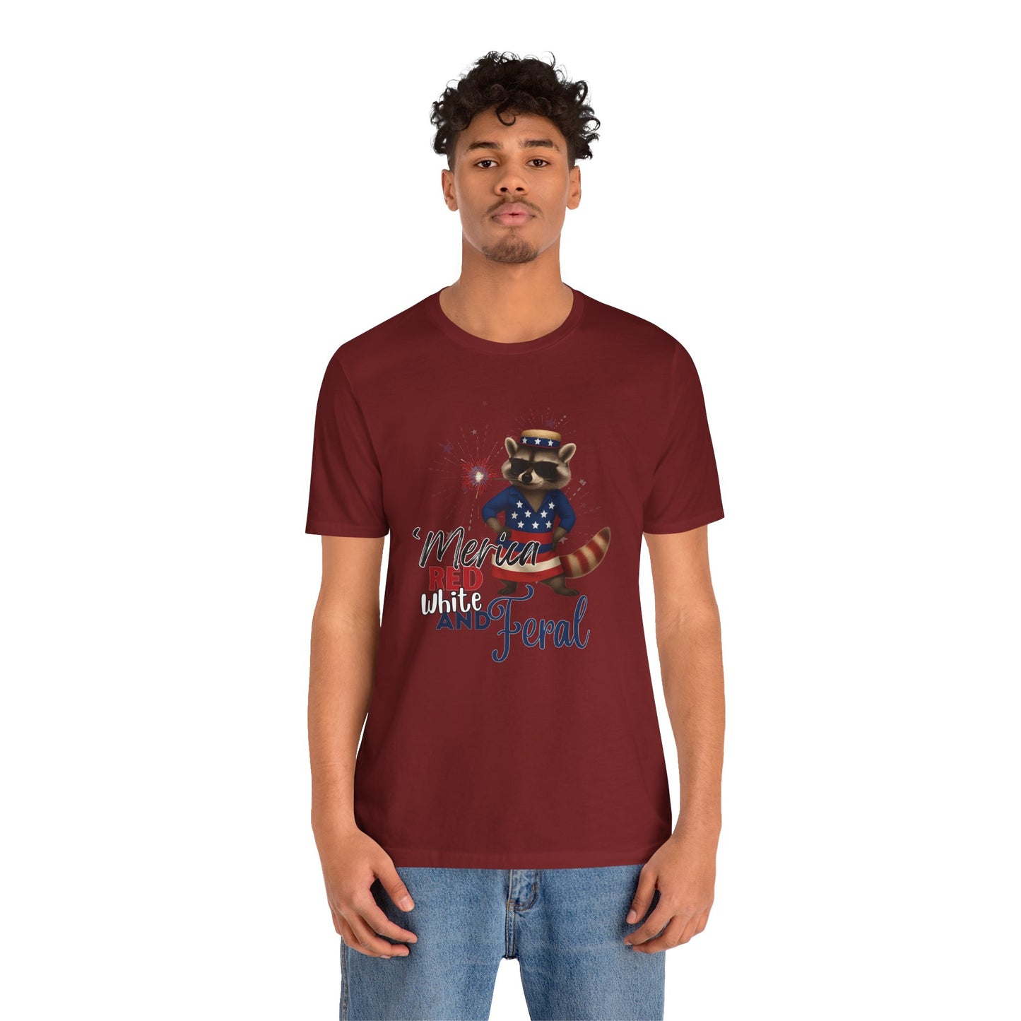 Patriotic T-Shirt, 'Merica Red White and Feral Shirt, Adult Humor Tshirt, July 4th T shirt, Independence Day, Red White and Blue, Racoon Tee