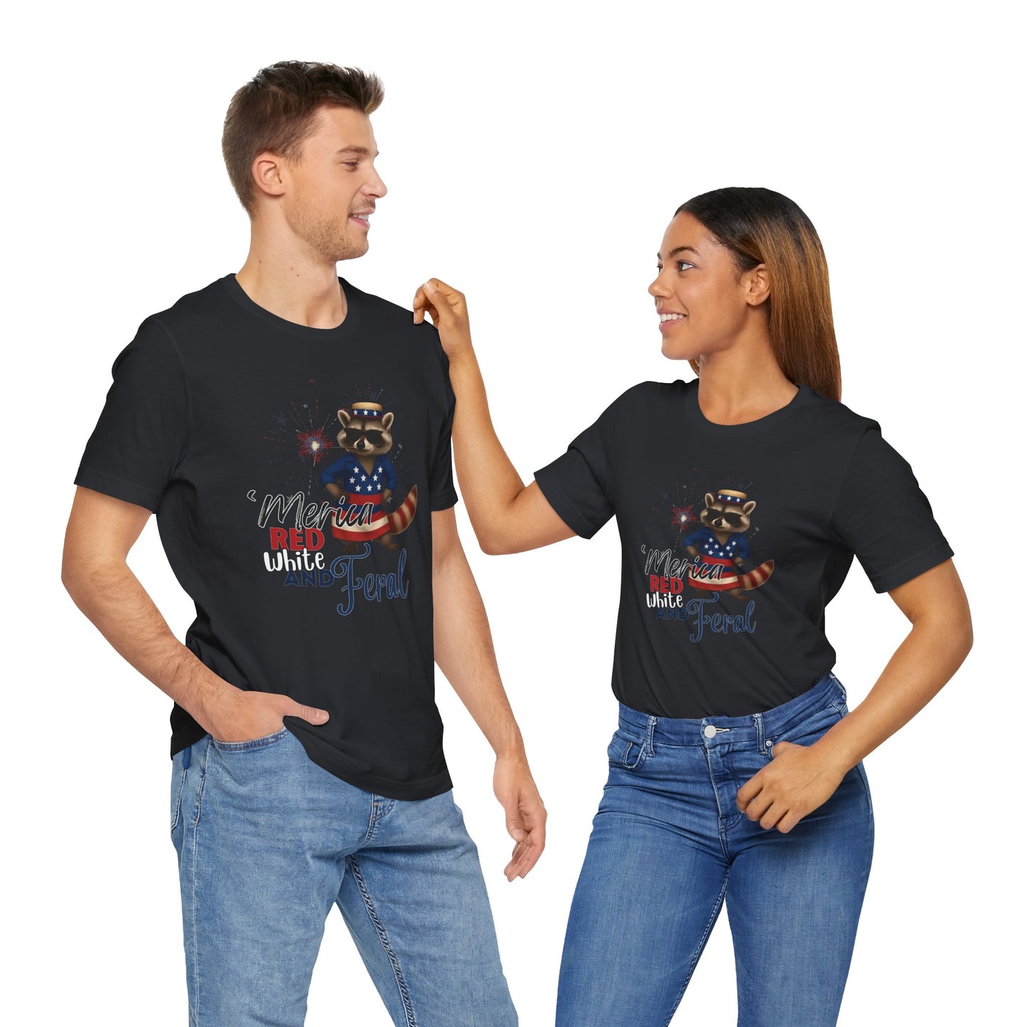 Patriotic T-Shirt, 'Merica Red White and Feral Shirt, Adult Humor Tshirt, July 4th T shirt, Independence Day, Red White and Blue, Racoon Tee