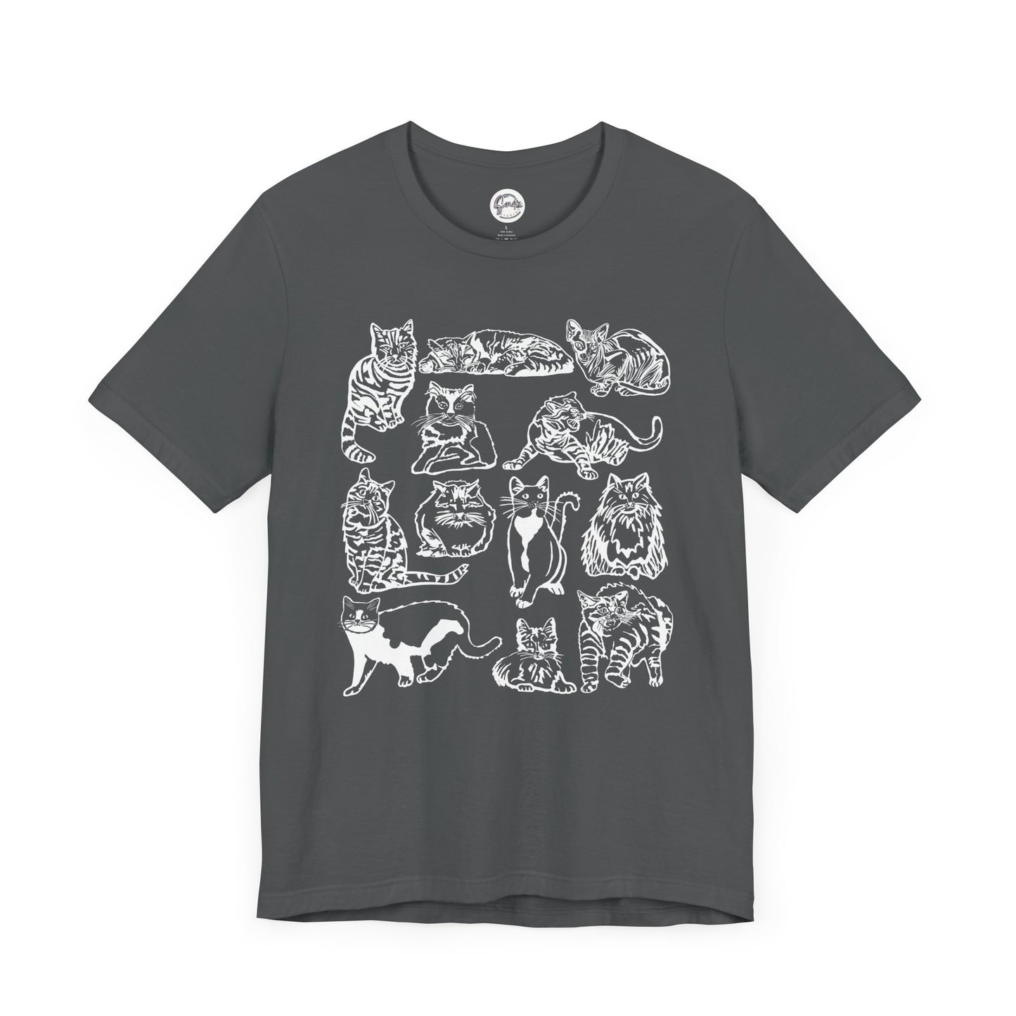 Cat Lover T-Shirt Gift for Cat Owner T Shirt with Cats, Cat Graphic Tee for Cat Lovers Top for Women, Cat T-shirt for Men, Striped Cat Shirt