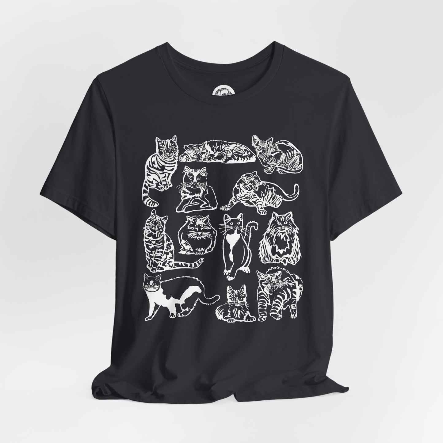Cat Lover T-Shirt Gift for Cat Owner T Shirt with Cats, Cat Graphic Tee for Cat Lovers Top for Women, Cat T-shirt for Men, Striped Cat Shirt