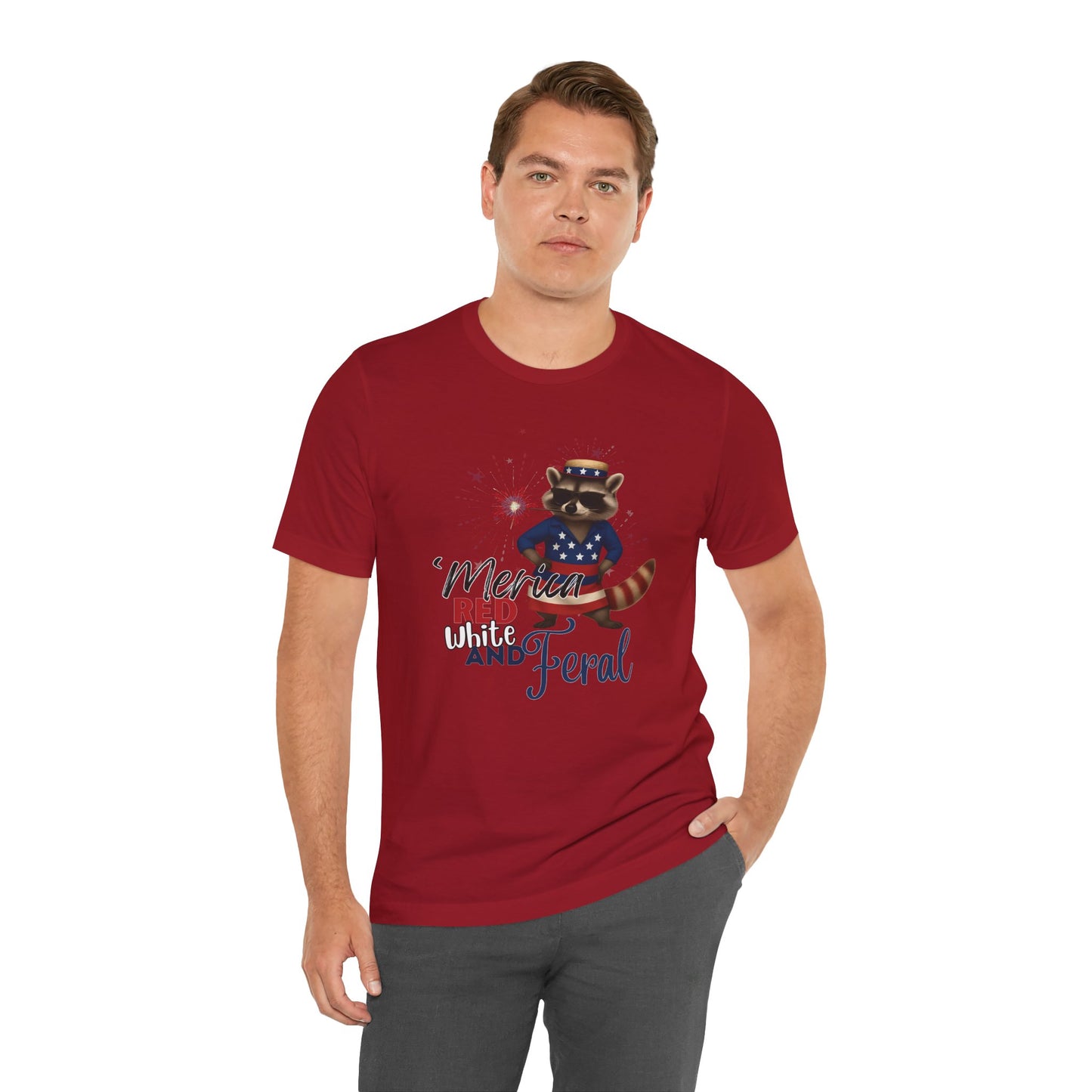 Patriotic T-Shirt, 'Merica Red White and Feral Shirt, Adult Humor Tshirt, July 4th T shirt, Independence Day, Red White and Blue, Racoon Tee