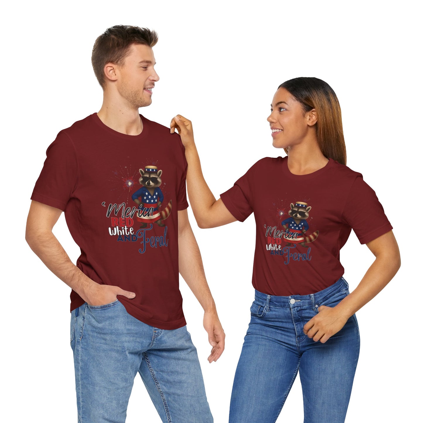 Patriotic T-Shirt, 'Merica Red White and Feral Shirt, Adult Humor Tshirt, July 4th T shirt, Independence Day, Red White and Blue, Racoon Tee