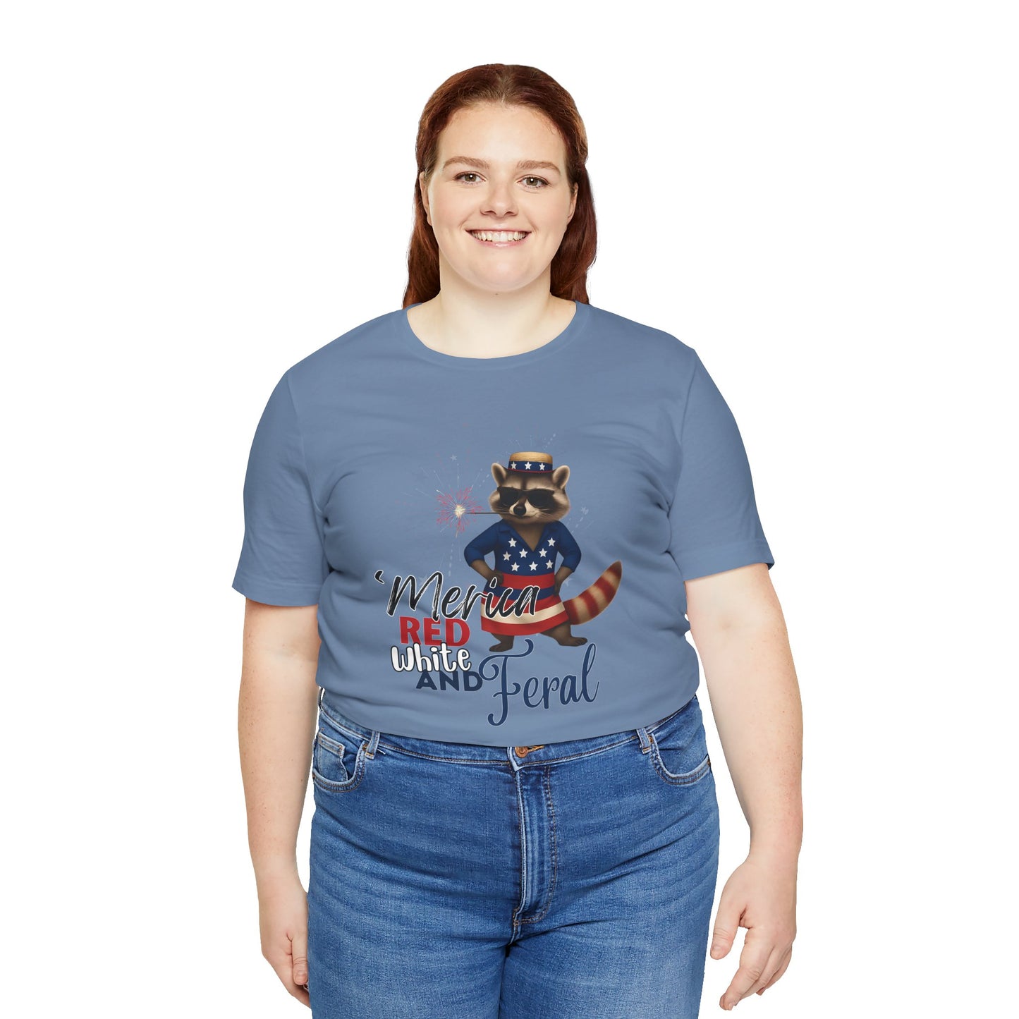 Patriotic T-Shirt, 'Merica Red White and Feral Shirt, Adult Humor Tshirt, July 4th T shirt, Independence Day, Red White and Blue, Racoon Tee