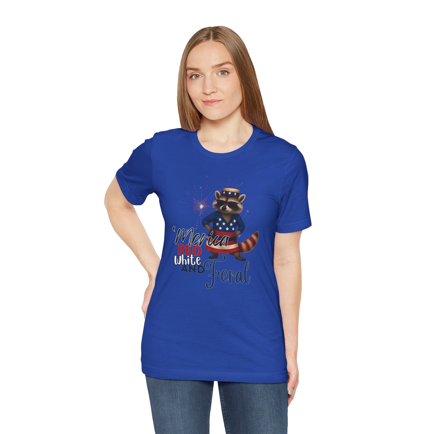 Patriotic T-Shirt, 'Merica Red White and Feral Shirt, Adult Humor Tshirt, July 4th T shirt, Independence Day, Red White and Blue, Racoon Tee