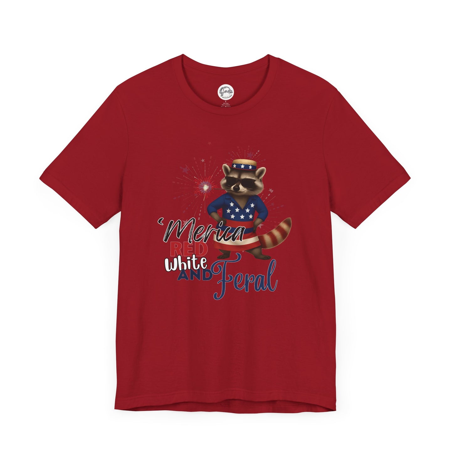 Patriotic T-Shirt, 'Merica Red White and Feral Shirt, Adult Humor Tshirt, July 4th T shirt, Independence Day, Red White and Blue, Racoon Tee
