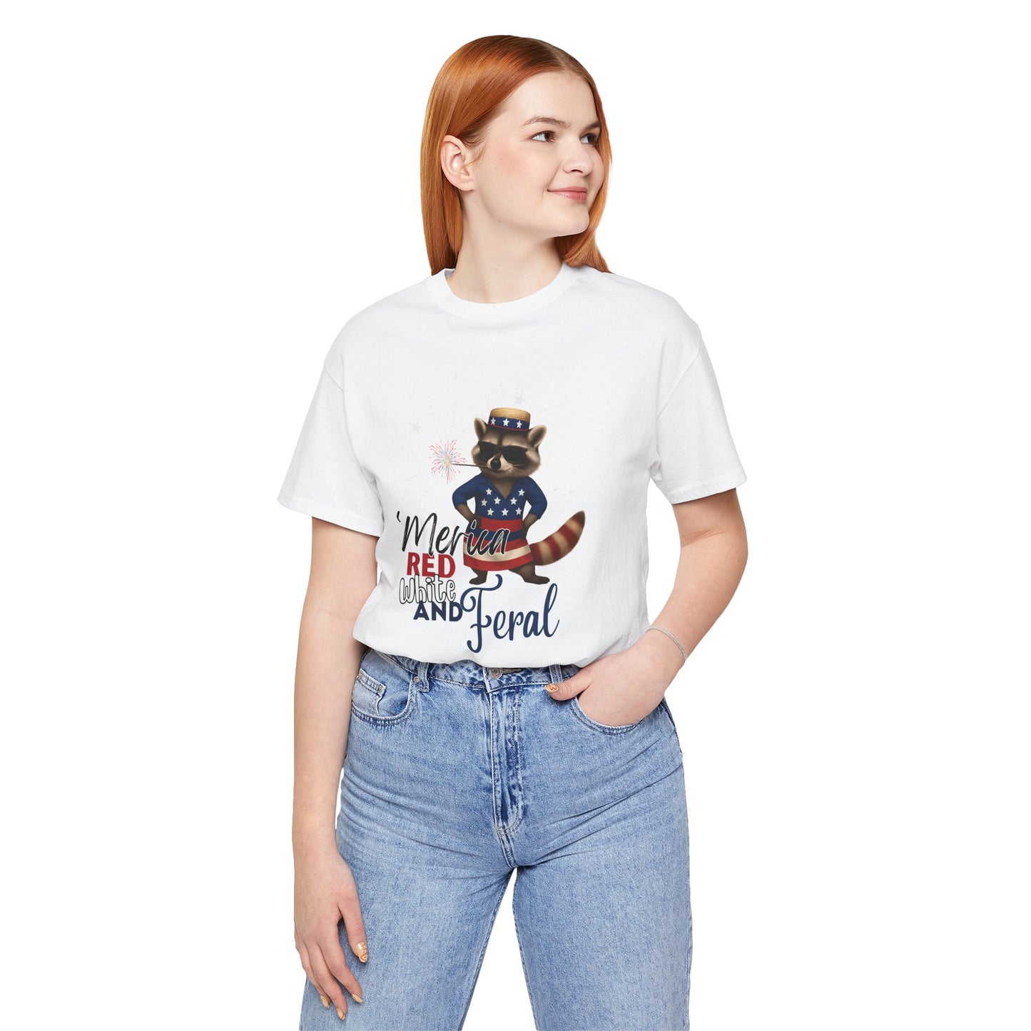 Patriotic T-Shirt, 'Merica Red White and Feral Shirt, Adult Humor Tshirt, July 4th T shirt, Independence Day, Red White and Blue, Racoon Tee
