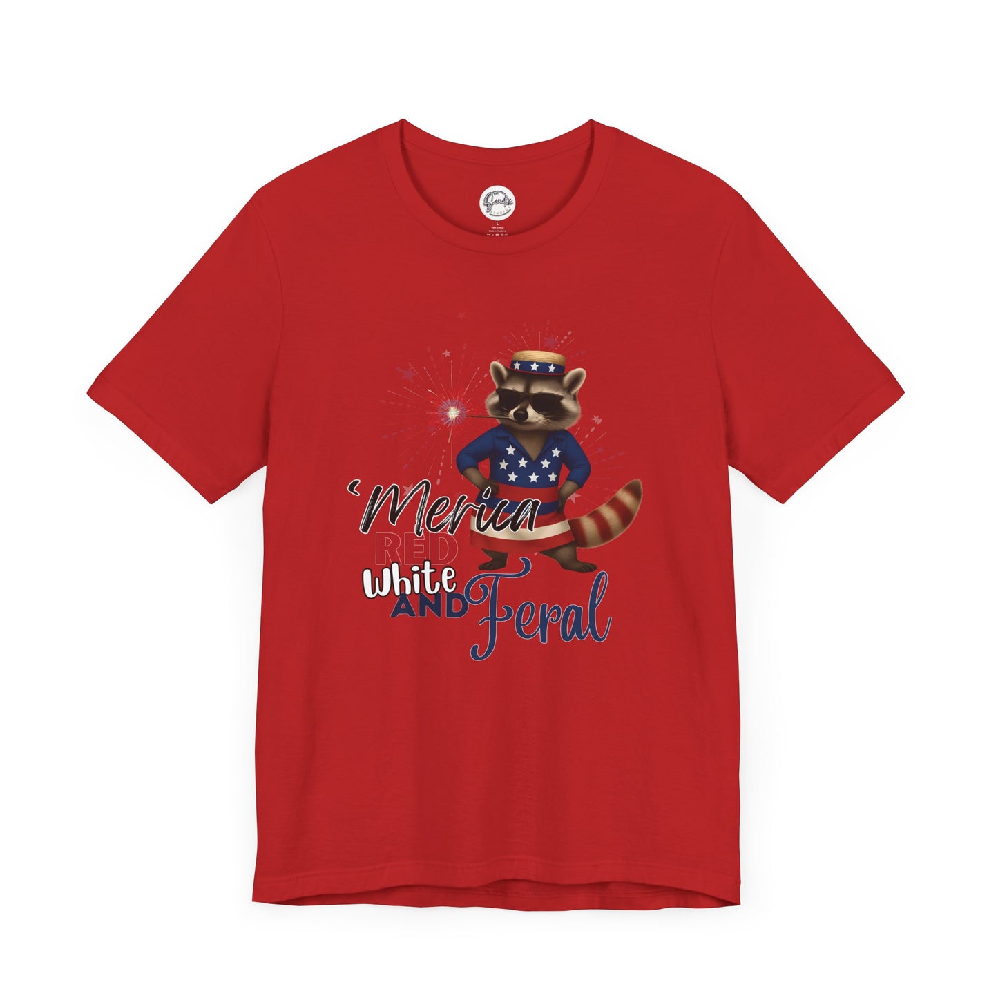 Patriotic T-Shirt, 'Merica Red White and Feral Shirt, Adult Humor Tshirt, July 4th T shirt, Independence Day, Red White and Blue, Racoon Tee