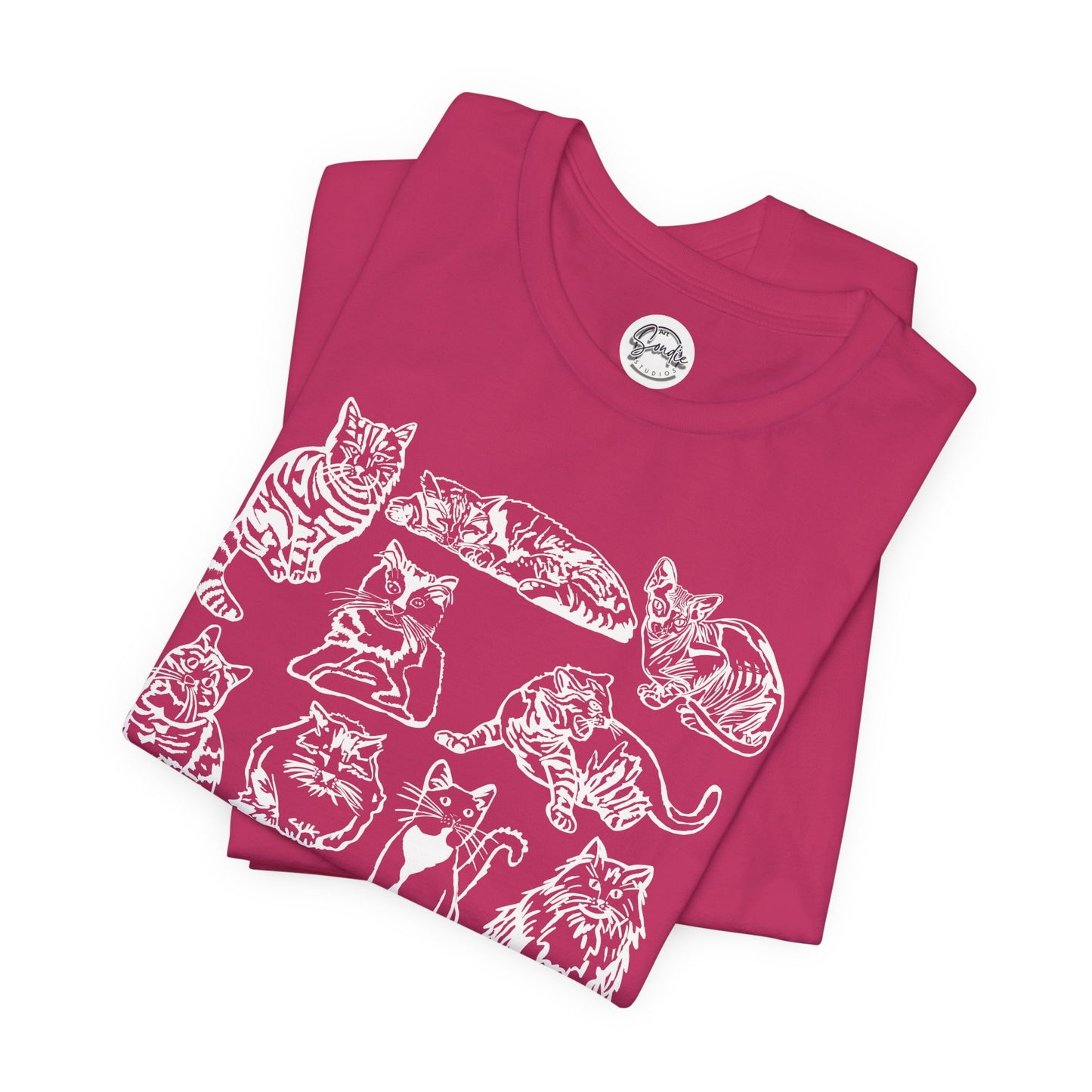 Cat Lover T-Shirt Gift for Cat Owner T Shirt with Cats, Cat Graphic Tee for Cat Lovers Top for Women, Cat T-shirt for Men, Striped Cat Shirt