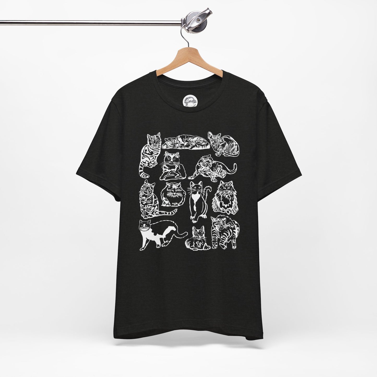 Cat Lover T-Shirt Gift for Cat Owner T Shirt with Cats, Cat Graphic Tee for Cat Lovers Top for Women, Cat T-shirt for Men, Striped Cat Shirt