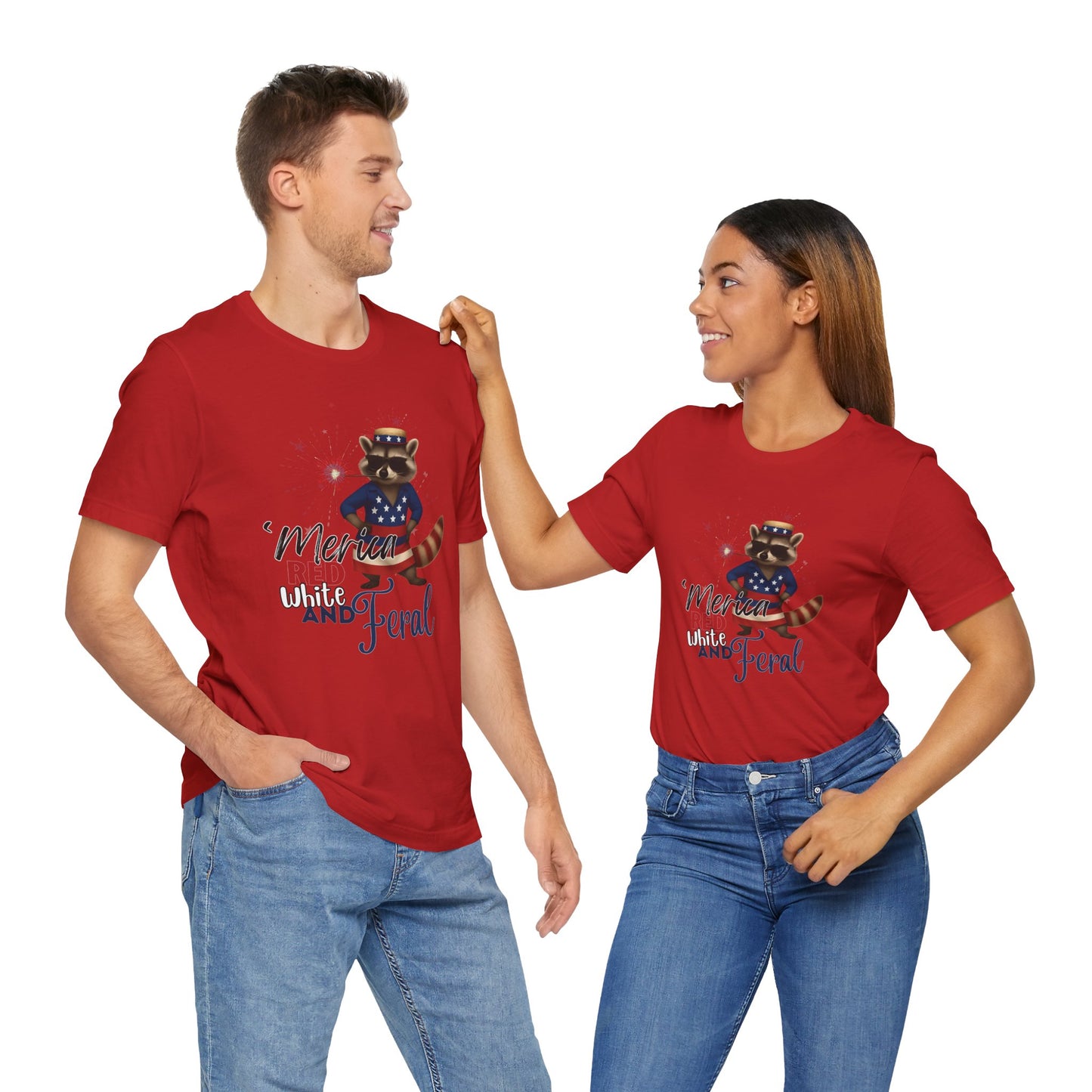 Patriotic T-Shirt, 'Merica Red White and Feral Shirt, Adult Humor Tshirt, July 4th T shirt, Independence Day, Red White and Blue, Racoon Tee