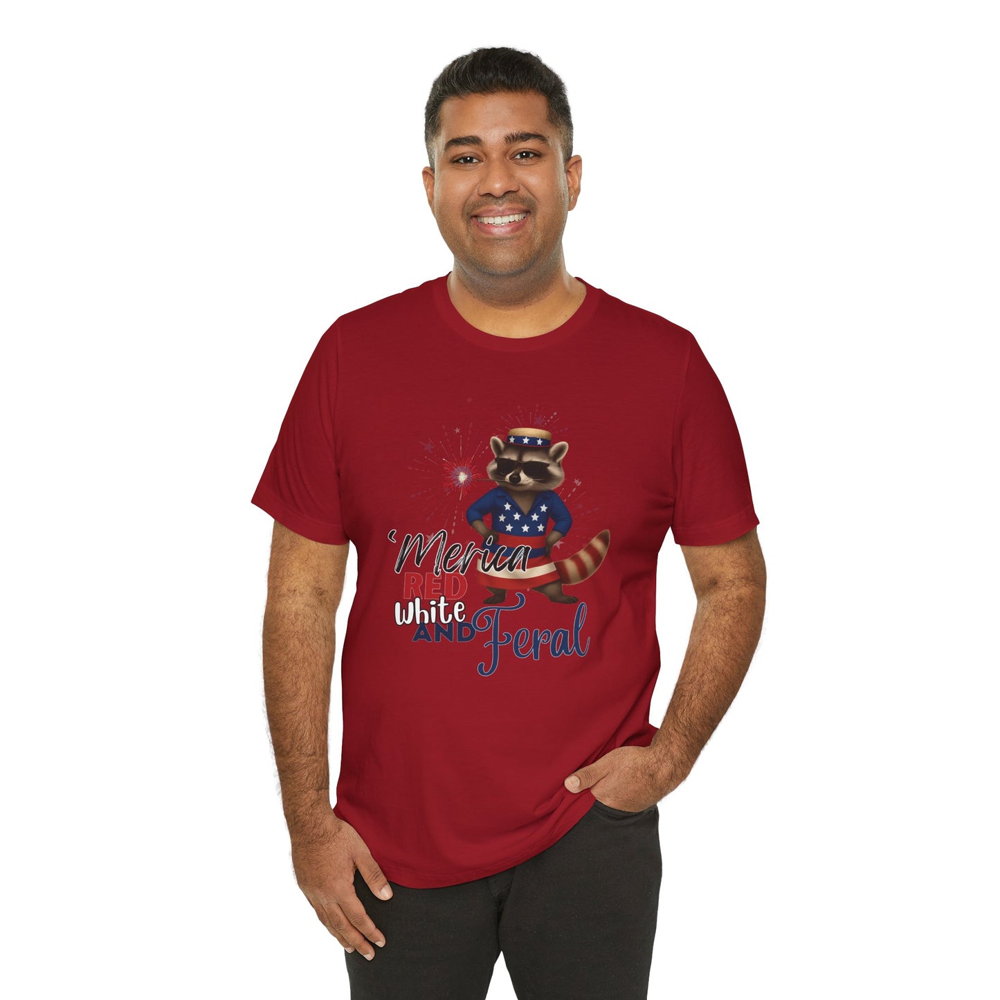 Patriotic T-Shirt, 'Merica Red White and Feral Shirt, Adult Humor Tshirt, July 4th T shirt, Independence Day, Red White and Blue, Racoon Tee