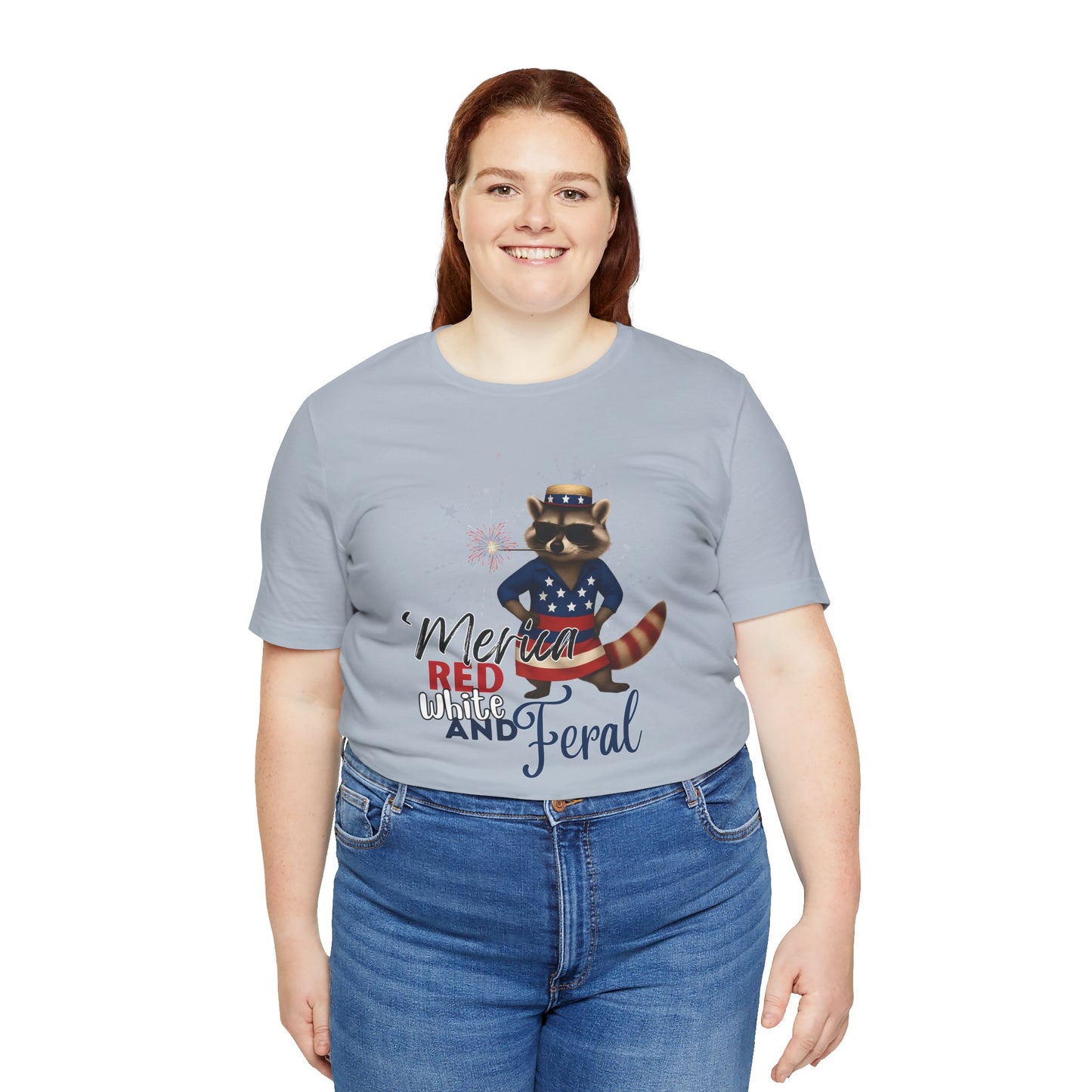 Patriotic T-Shirt, 'Merica Red White and Feral Shirt, Adult Humor Tshirt, July 4th T shirt, Independence Day, Red White and Blue, Racoon Tee