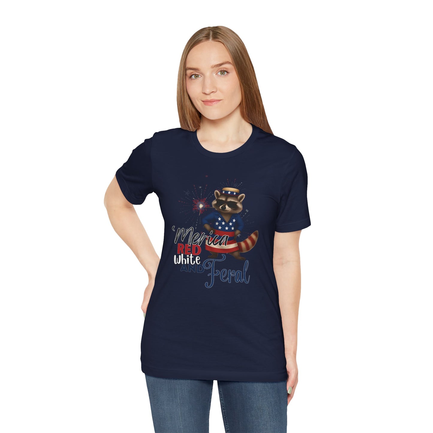 Patriotic T-Shirt, 'Merica Red White and Feral Shirt, Adult Humor Tshirt, July 4th T shirt, Independence Day, Red White and Blue, Racoon Tee