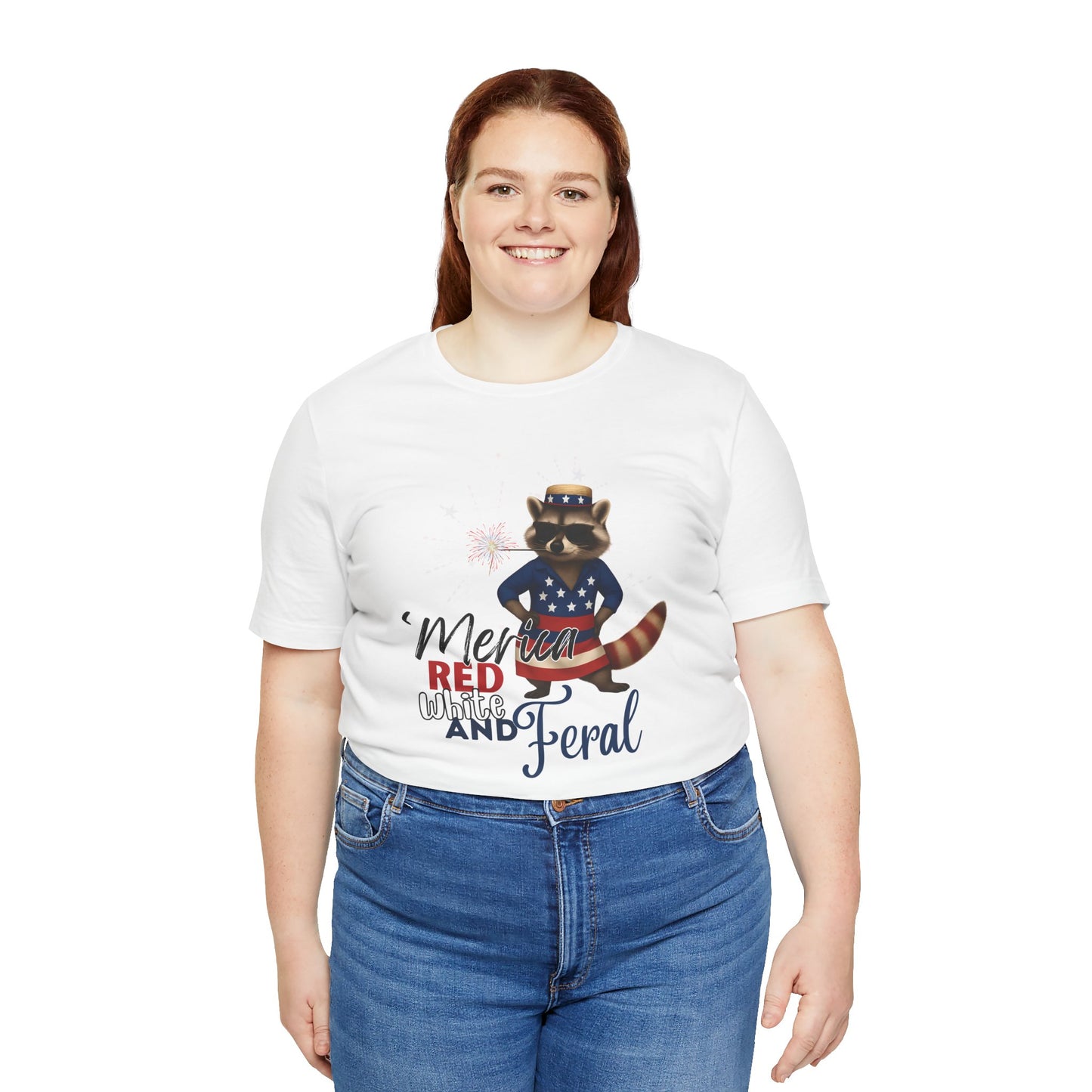 Patriotic T-Shirt, 'Merica Red White and Feral Shirt, Adult Humor Tshirt, July 4th T shirt, Independence Day, Red White and Blue, Racoon Tee
