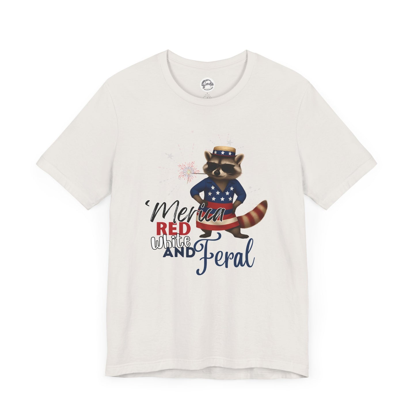 Patriotic T-Shirt, 'Merica Red White and Feral Shirt, Adult Humor Tshirt, July 4th T shirt, Independence Day, Red White and Blue, Racoon Tee