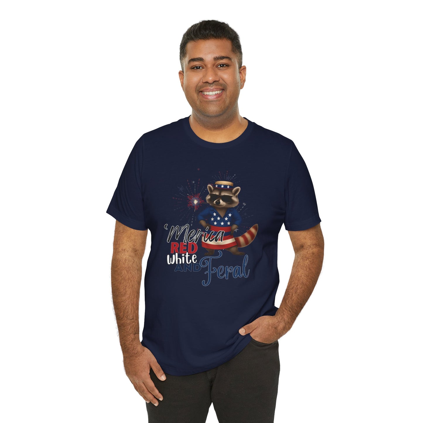 Patriotic T-Shirt, 'Merica Red White and Feral Shirt, Adult Humor Tshirt, July 4th T shirt, Independence Day, Red White and Blue, Racoon Tee