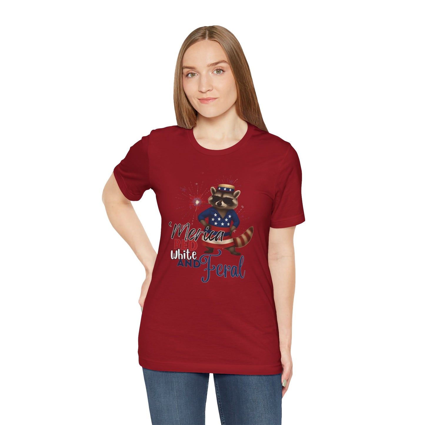 Patriotic T-Shirt, 'Merica Red White and Feral Shirt, Adult Humor Tshirt, July 4th T shirt, Independence Day, Red White and Blue, Racoon Tee