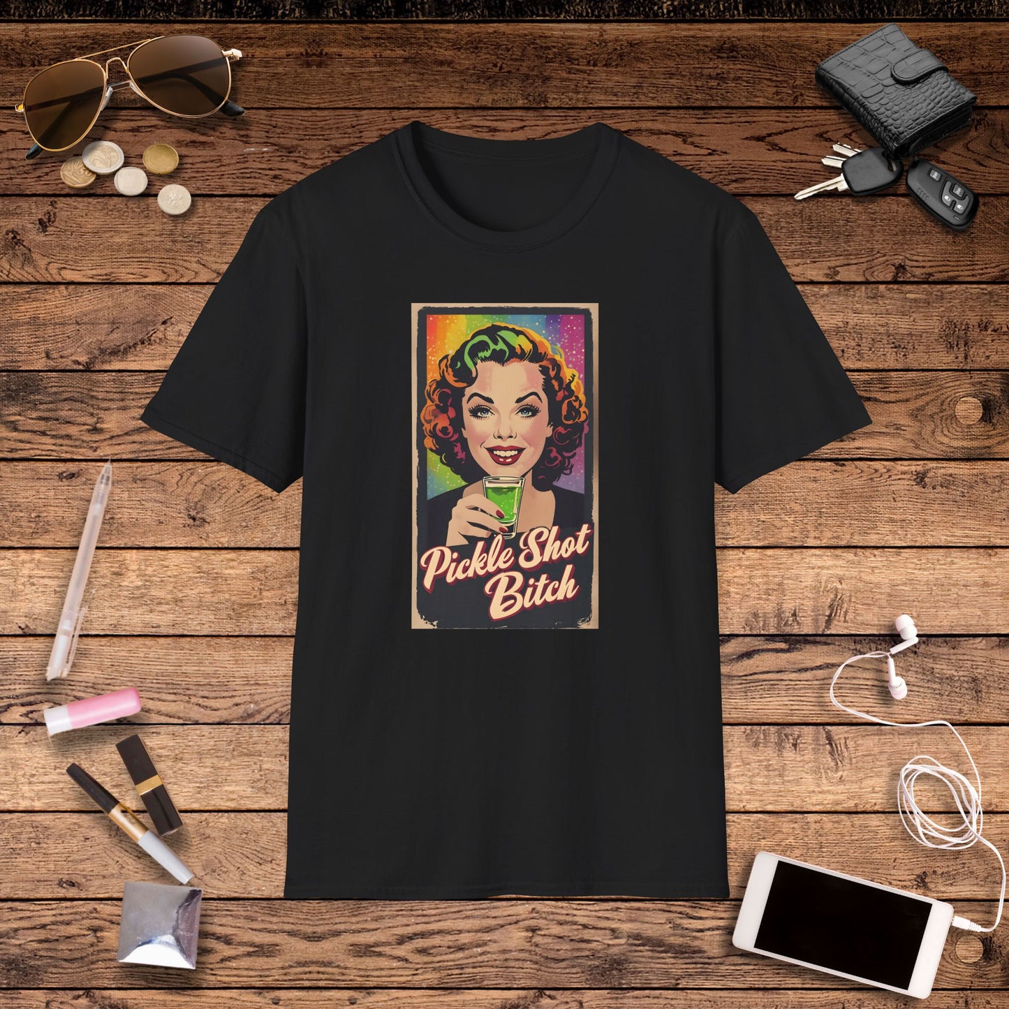 Pickle Shot Bitch T-Shirt, Pickle Shirt, Pickle Shot Tshirt, Fun Party T Shirt, Retro Bartender Shirt, Gift for Shot Lovers, Vintage Style Apparel