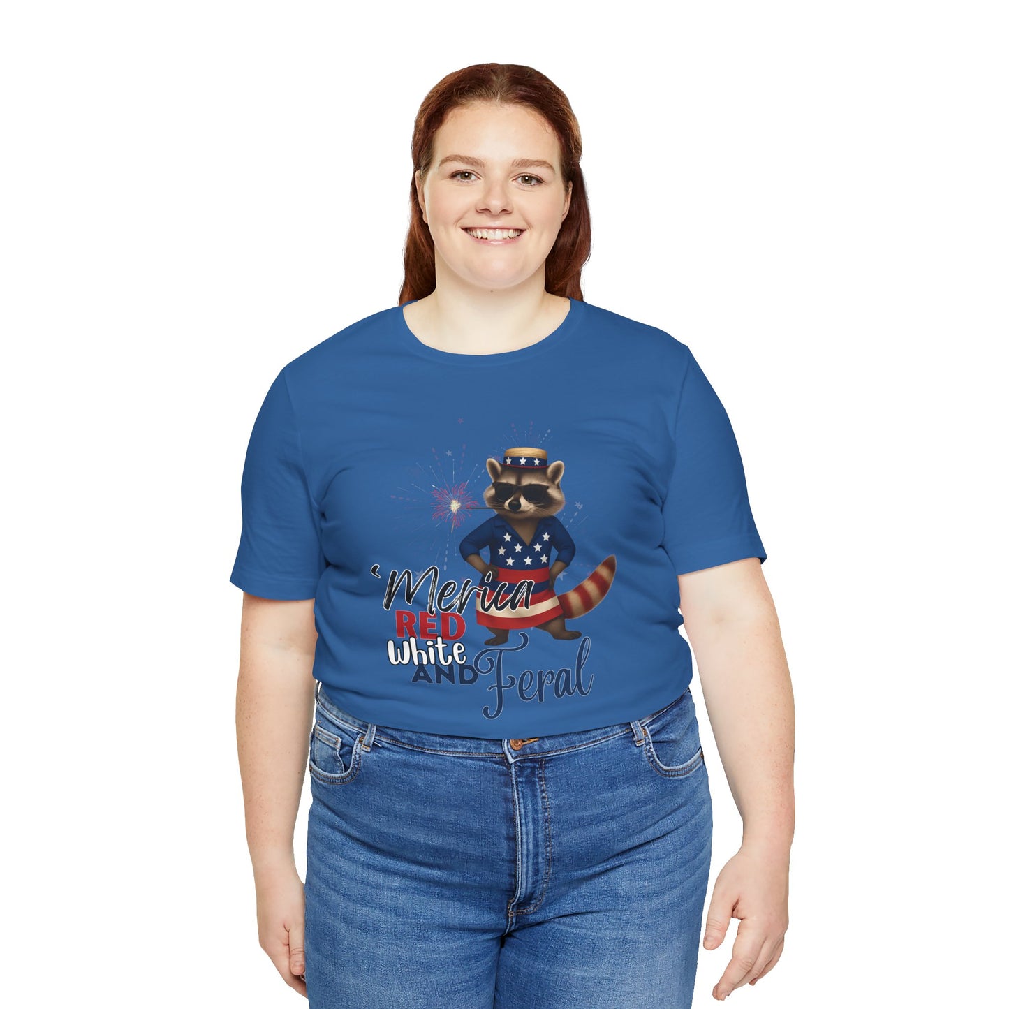 Patriotic T-Shirt, 'Merica Red White and Feral Shirt, Adult Humor Tshirt, July 4th T shirt, Independence Day, Red White and Blue, Racoon Tee