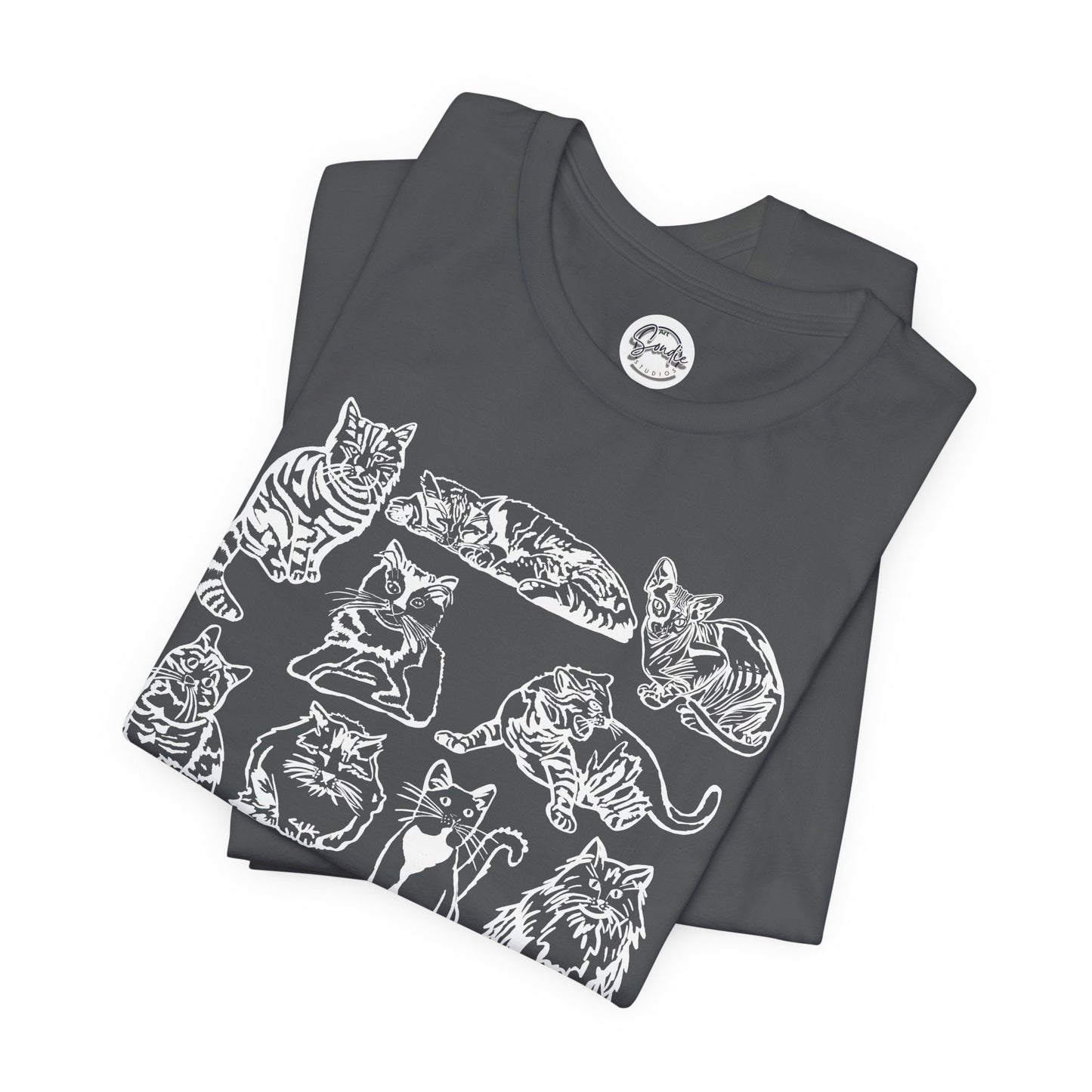 Cat Lover T-Shirt Gift for Cat Owner T Shirt with Cats, Cat Graphic Tee for Cat Lovers Top for Women, Cat T-shirt for Men, Striped Cat Shirt