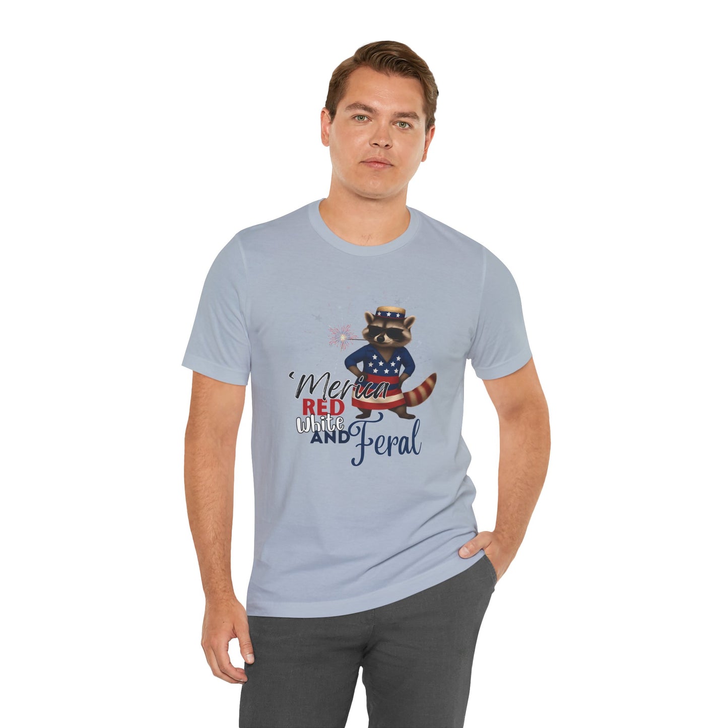 Patriotic T-Shirt, 'Merica Red White and Feral Shirt, Adult Humor Tshirt, July 4th T shirt, Independence Day, Red White and Blue, Racoon Tee