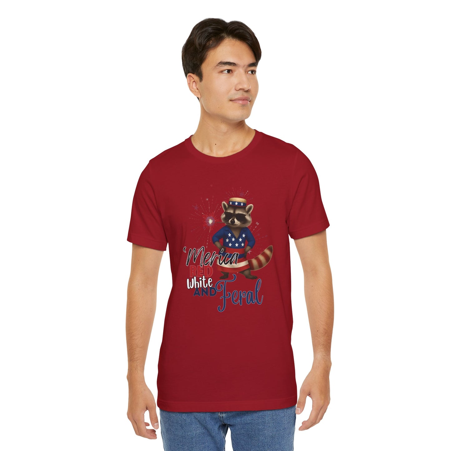 Patriotic T-Shirt, 'Merica Red White and Feral Shirt, Adult Humor Tshirt, July 4th T shirt, Independence Day, Red White and Blue, Racoon Tee