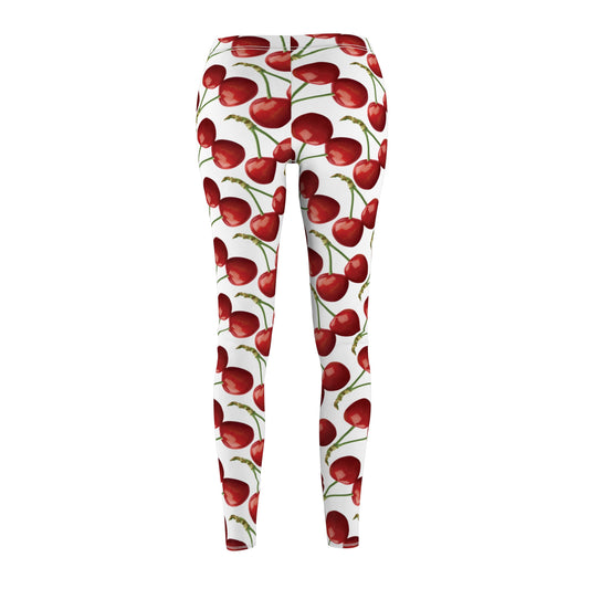Cherry Leggings, Cherry Patterned Workout Pants, Stretchy Pants, Yoga Workout Clothes, Gift for Cherry Lover, Cherry Pants, Exercise Attire, Gift for Her