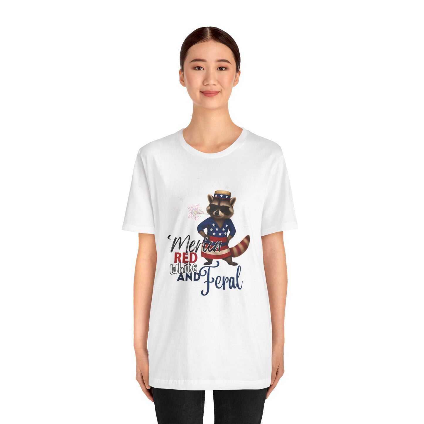 Patriotic T-Shirt, 'Merica Red White and Feral Shirt, Adult Humor Tshirt, July 4th T shirt, Independence Day, Red White and Blue, Racoon Tee