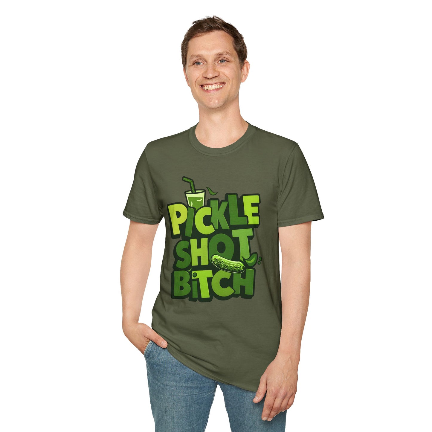 Pickle Shot Bitch T-Shirt, Pickle Shirt, Shot Tshirt, Fun Party T Shirt, Retro Bartender Shirt, Gift for Shot Lovers, Gift for Pickle Lover
