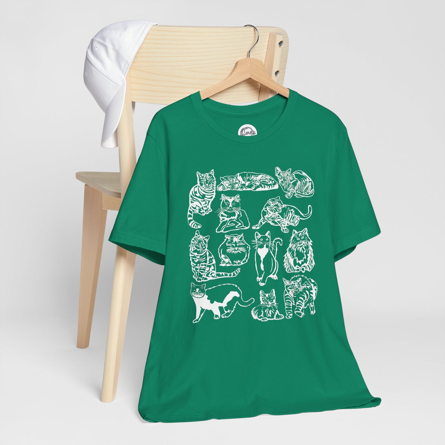 Cat Lover T-Shirt Gift for Cat Owner T Shirt with Cats, Cat Graphic Tee for Cat Lovers Top for Women, Cat T-shirt for Men, Striped Cat Shirt