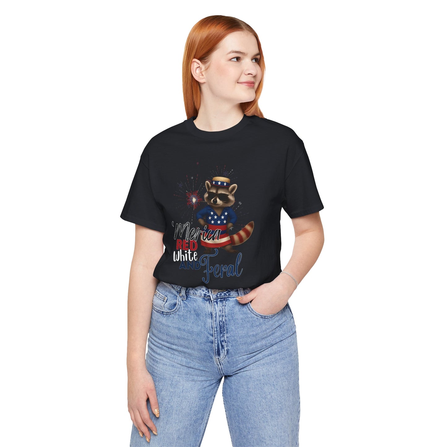 Patriotic T-Shirt, 'Merica Red White and Feral Shirt, Adult Humor Tshirt, July 4th T shirt, Independence Day, Red White and Blue, Racoon Tee