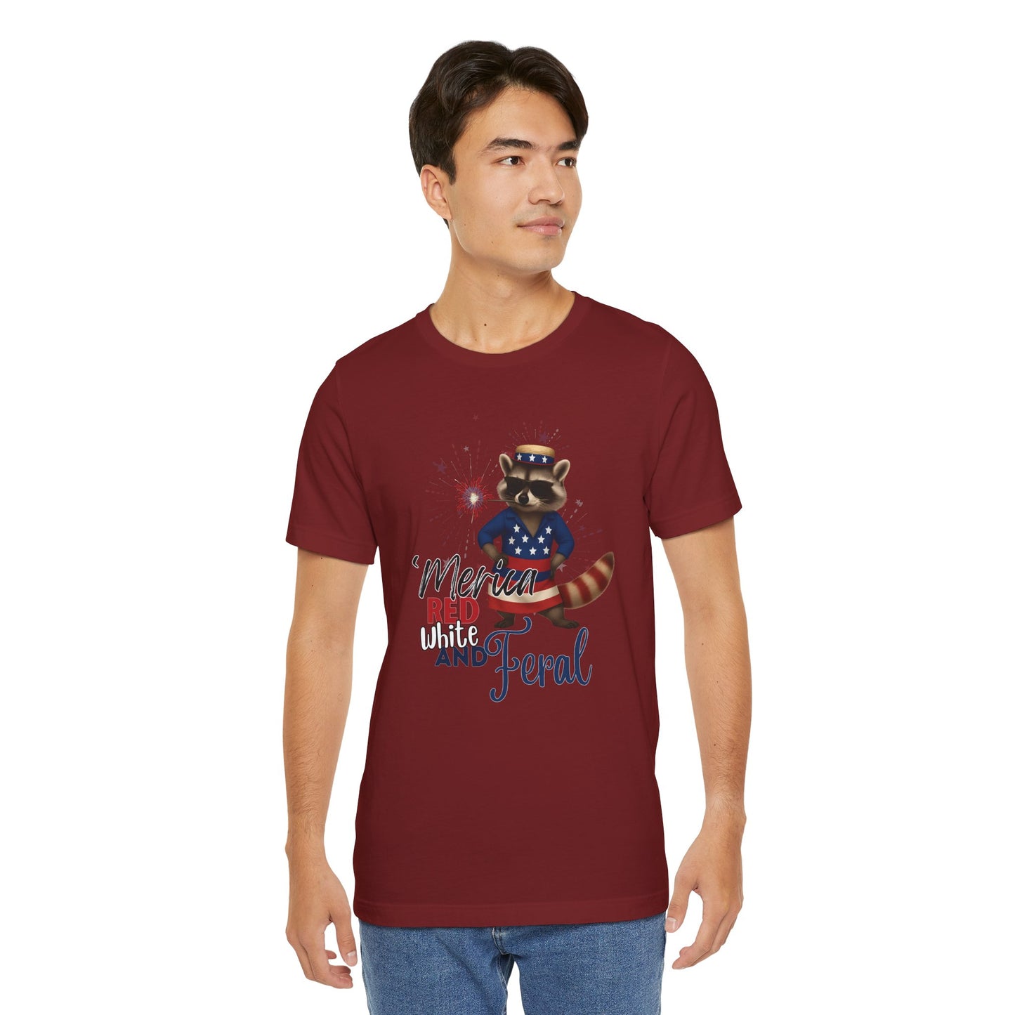 Patriotic T-Shirt, 'Merica Red White and Feral Shirt, Adult Humor Tshirt, July 4th T shirt, Independence Day, Red White and Blue, Racoon Tee