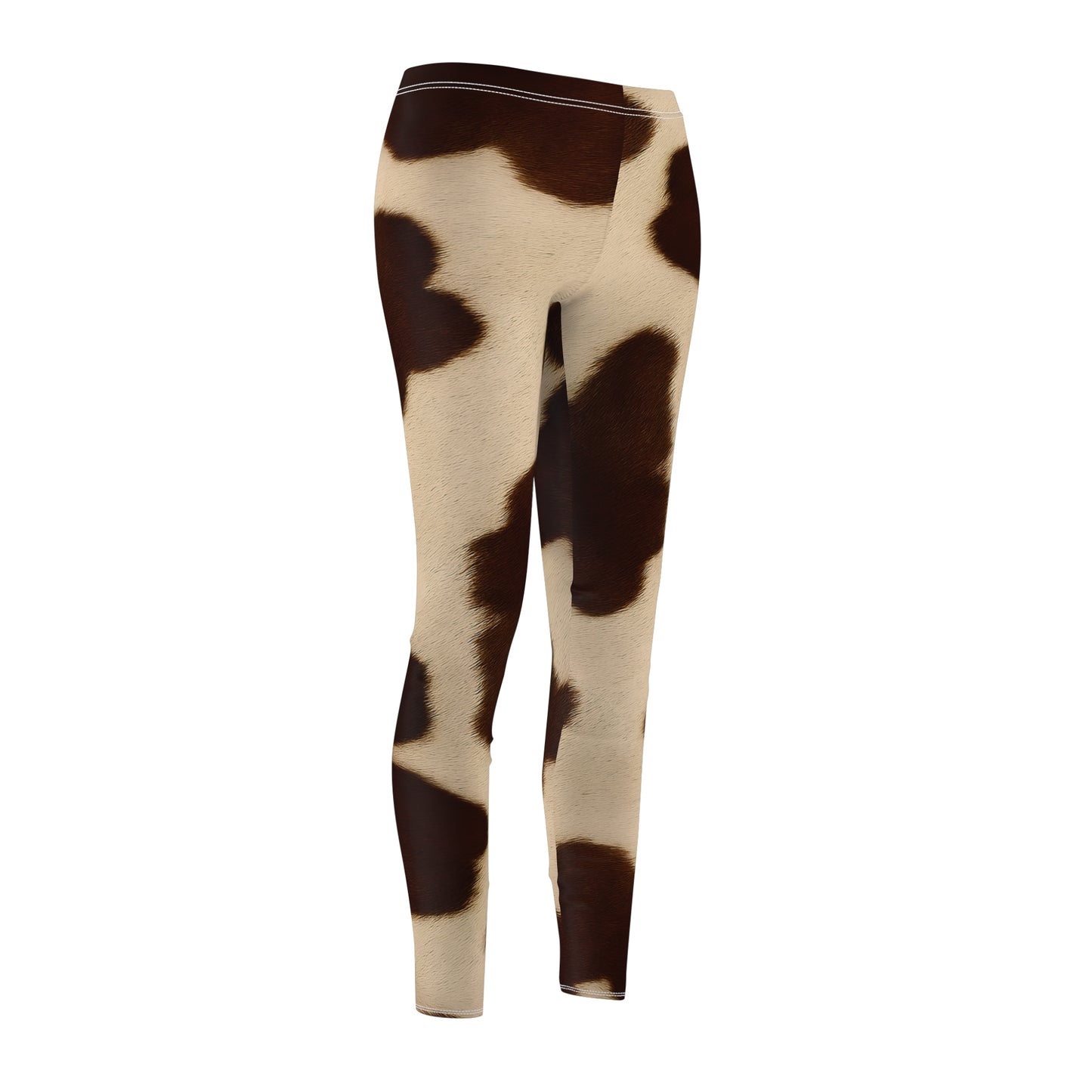 Brown and White Cow Leggings, Realistic Cow Fur Print Leggings, Trendy Exercise Pants, Yoga Fashion, Unique Gift for Her