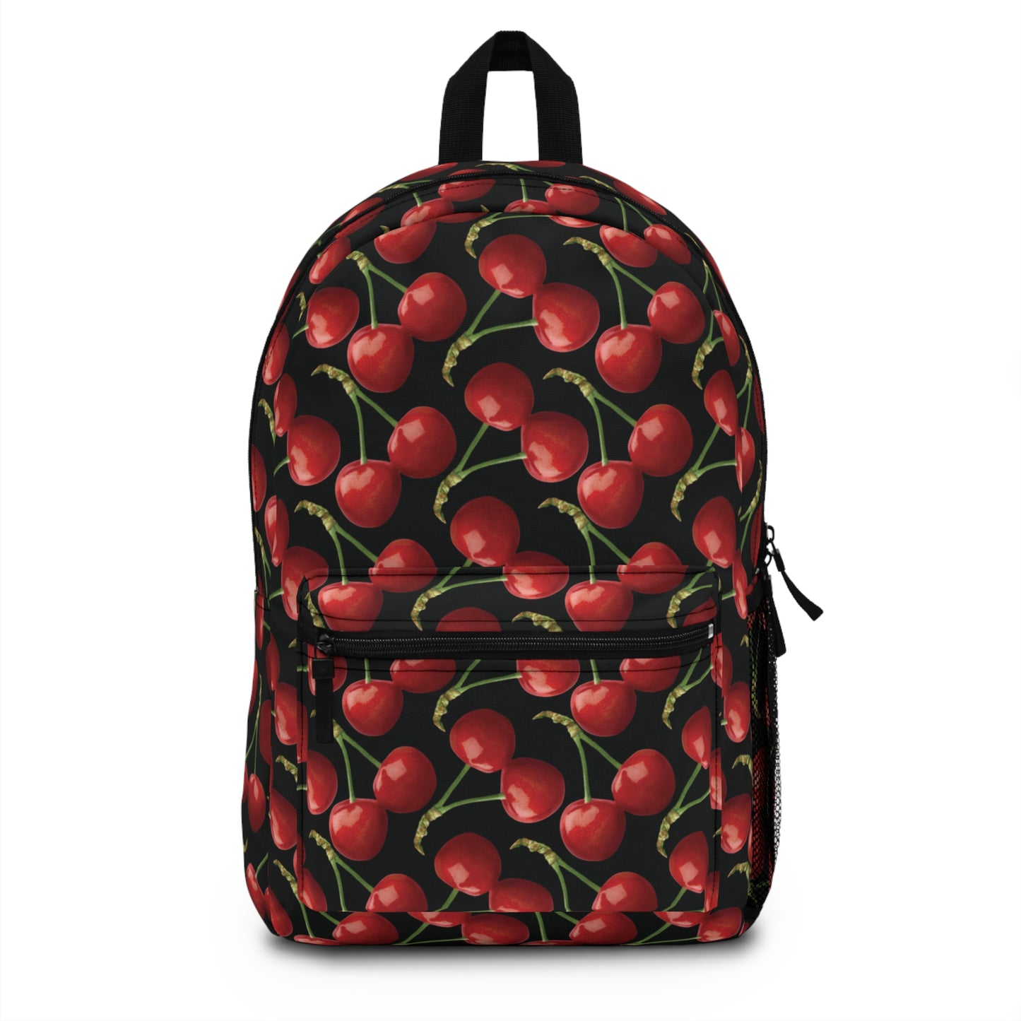 Cherry Backpack, Bag with Cherries, Red and Black Pattern, Cherry Pattern, School Bag, Shoulder Bag, Travel Knapsack, Cherry Print Rucksack