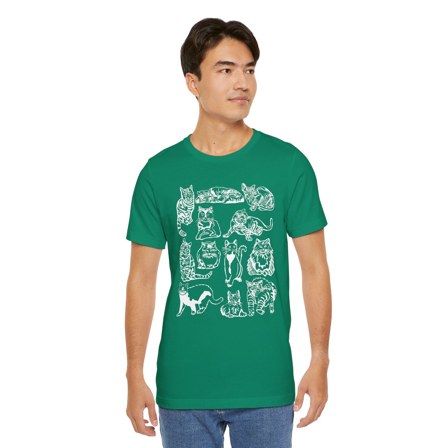 Cat Lover T-Shirt Gift for Cat Owner T Shirt with Cats, Cat Graphic Tee for Cat Lovers Top for Women, Cat T-shirt for Men, Striped Cat Shirt