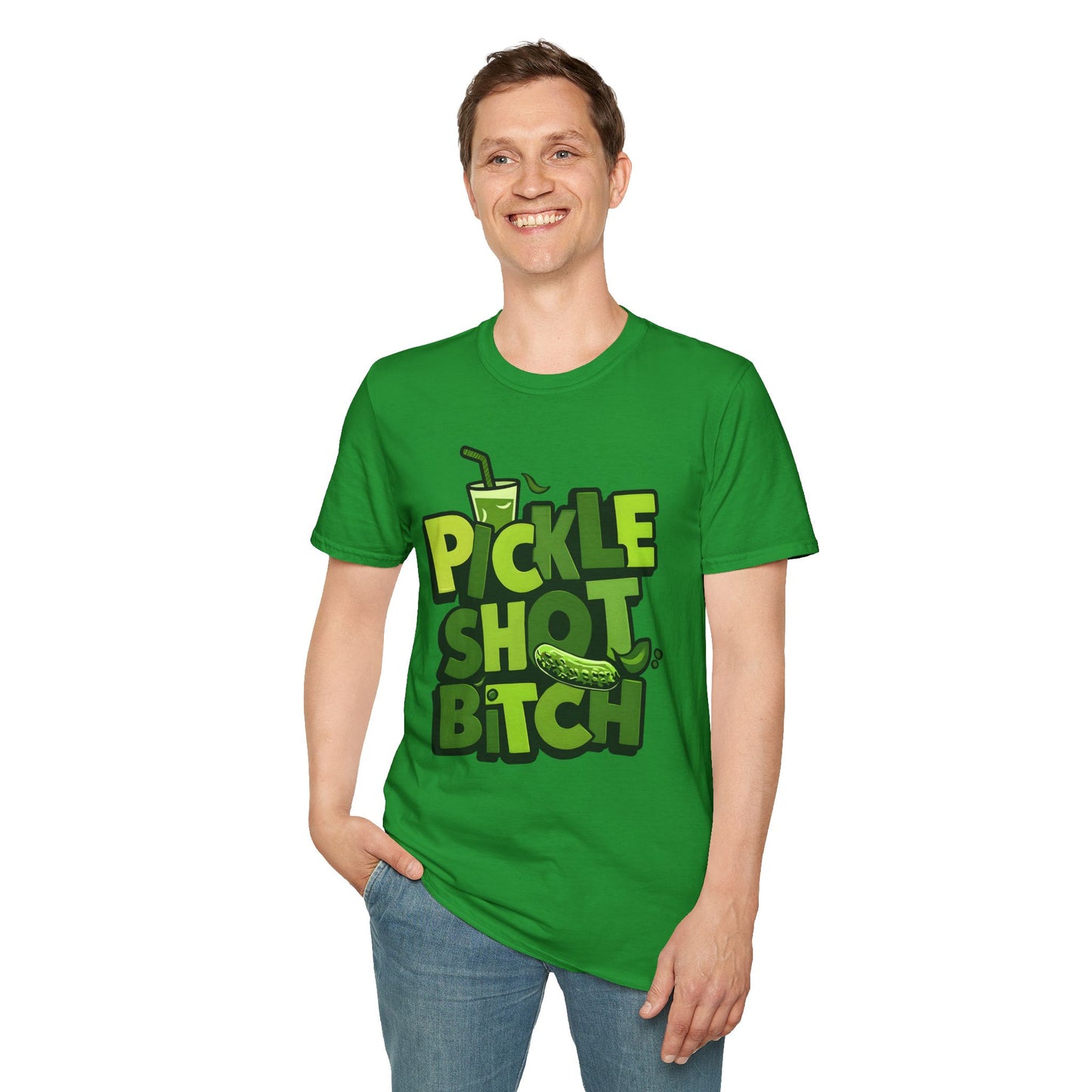 Pickle Shot Bitch T-Shirt, Pickle Shirt, Shot Tshirt, Fun Party T Shirt, Retro Bartender Shirt, Gift for Shot Lovers, Gift for Pickle Lover